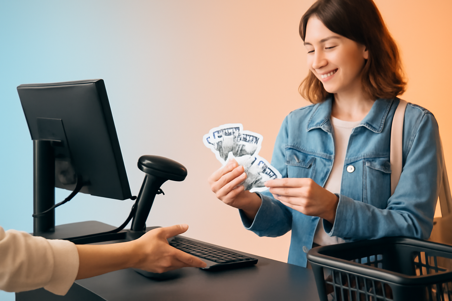 Acheteur utilisant plusieurs coupons à la caisse