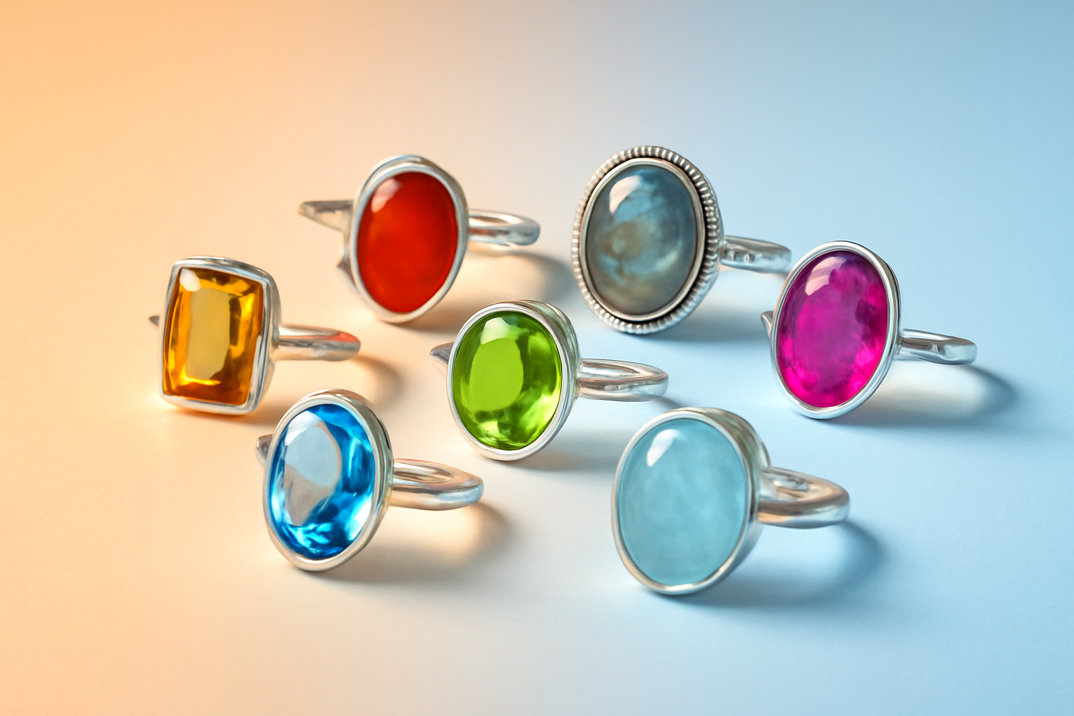 Bộ sưu tập nhẫn đá quý nhiều màu sắc từ SilverRushStyle