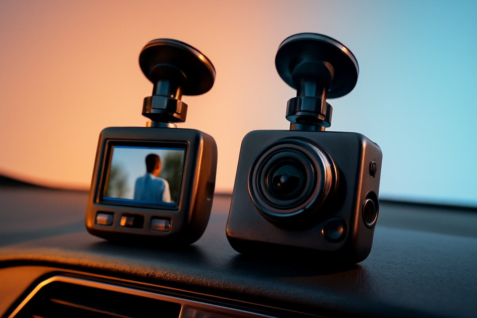 So sánh trực quan camera hành trình Rexing và Nilight trên bảng điều khiển xe.
