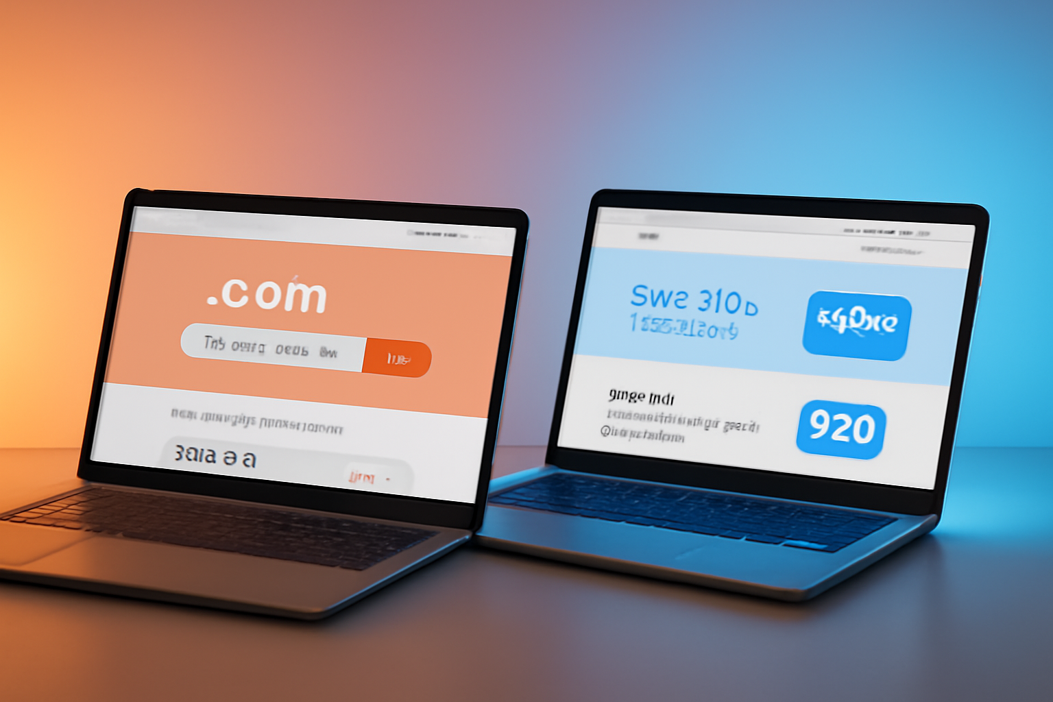 Ảnh chụp màn hình trang chủ Domain.com và Network Solutions nổi bật các ưu đãi hiện tại của họ