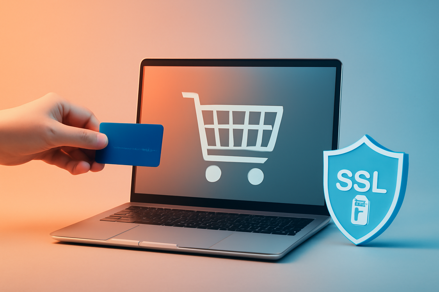 Illustration d’une transaction e-commerce sécurisée grâce à un certificat SSL