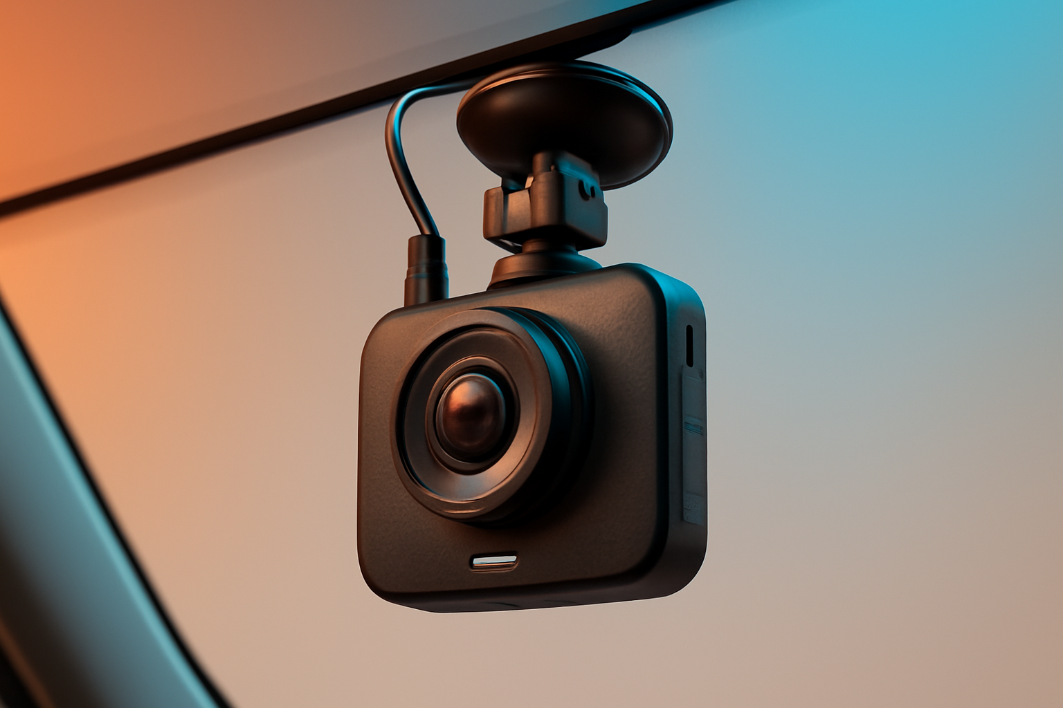 Hình ảnh chi tiết camera hành trình Nilight gắn trên kính chắn gió.