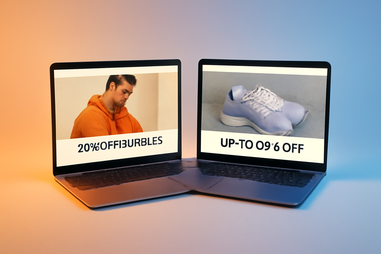 Footshop DKとFtshp SEのウェブサイトを並べて表示し、異なるオファーを強調した画像