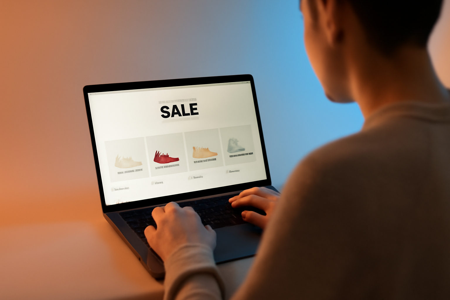Một khách hàng đang duyệt mục giảm giá trực tuyến của Footshop
