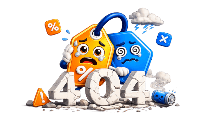 Promu mascots beside a broken 404 sign
